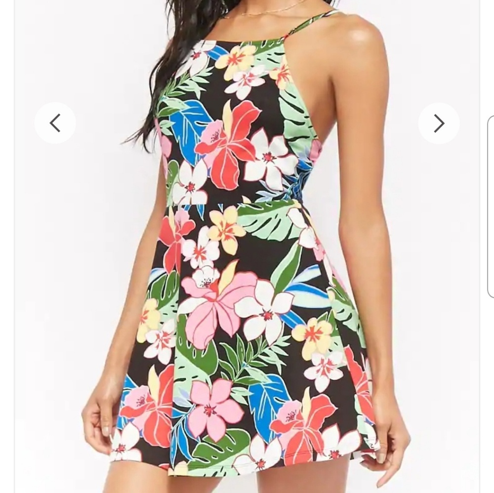 Tropical Floral Fit & Flare Mini Dress